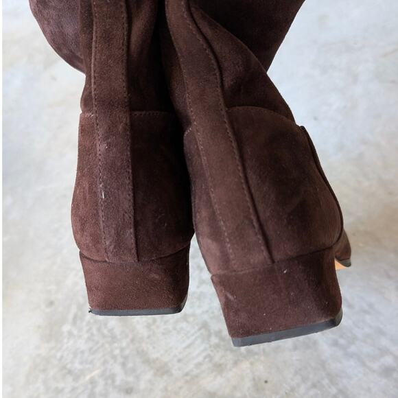 Steve Madden Dusty Chocolate Brown Leather Suede Ankle Bootie Boots, size 9 - Picture 5 of 9